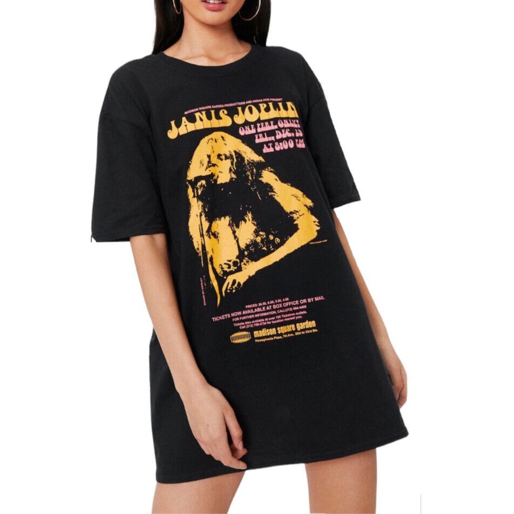 Nasty Gal Janis Joplin Graphic Band T-Shirt Dress